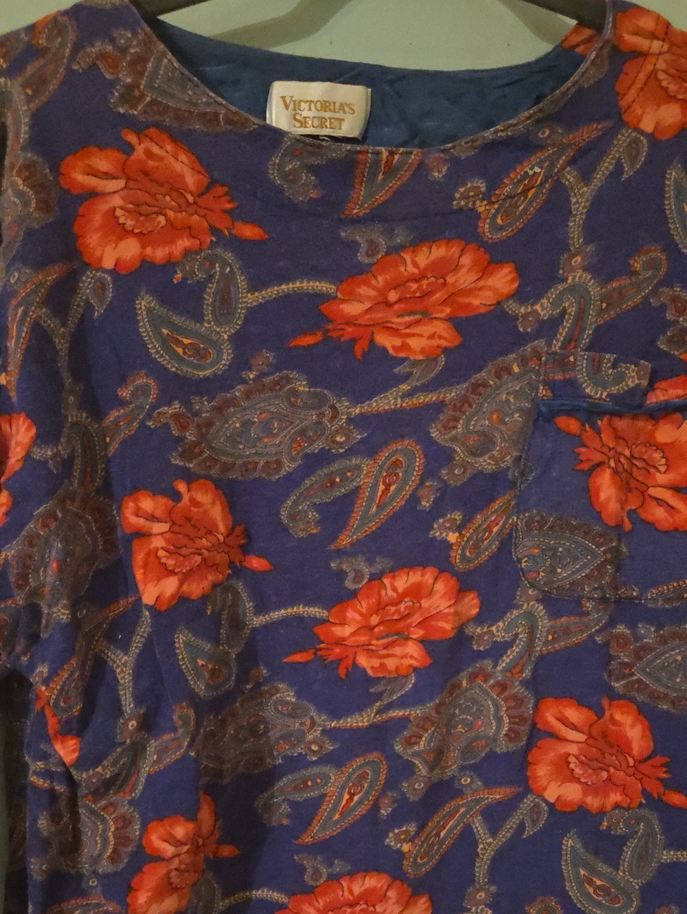 Victoria's Secret Navy Tunic with Red Floral Paisley Pattern